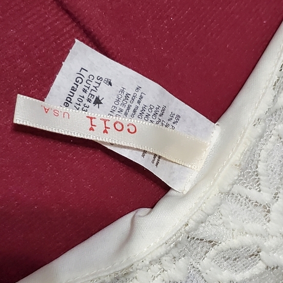 Coii Cream Lace Midi Short Sleeve Dress Women's Size Large - Picture 5 of 6